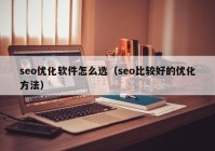 seo优化软件怎么选（seo比较好的优化方法）