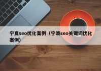 宁夏seo优化案例（宁波seo关键词优化案例）