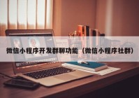 微信小程序开发群聊功能（微信小程序社群）