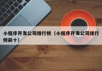 小程序开发公司排行榜（小程序开发公司排行榜前十）