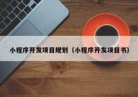 小程序开发项目规划（小程序开发项目书）