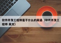 软件开发工程师是干什么的英语（软件开发工程师 英文）